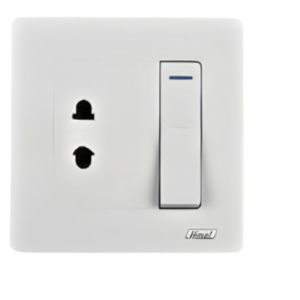 CÔNG TẮC ĐƠN 2 CHIỀU KẾT HỢP Ổ CẮM ĐƠN 2 CHẤU HIMEL HWDP1G2W2P