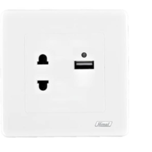 Ổ CẮM ĐƠN 2 CHẤU KẾT HỢP 1 CỔNG USB HIMEL HWDP2PUSB
