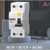 1P+N BV-DN 1PN 6A 30mA 4.5kA Aptomat Chống Giật RCBO MITSUBISHI